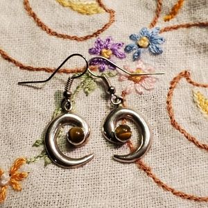 Vintage Tigers Eye Sterling Earrings LO Stamp Lawrence Ohmsatte Zuni Art…